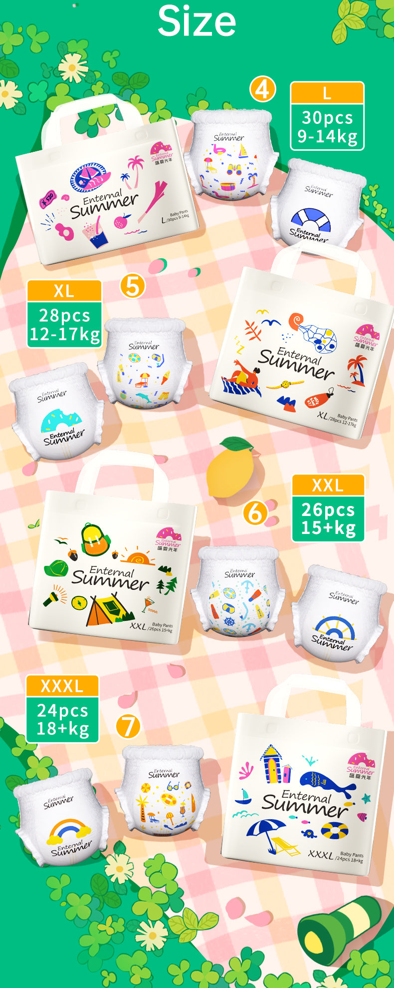 Enternal Summer Momo Cha Nappy Pants Sample Pack - 4 Piece