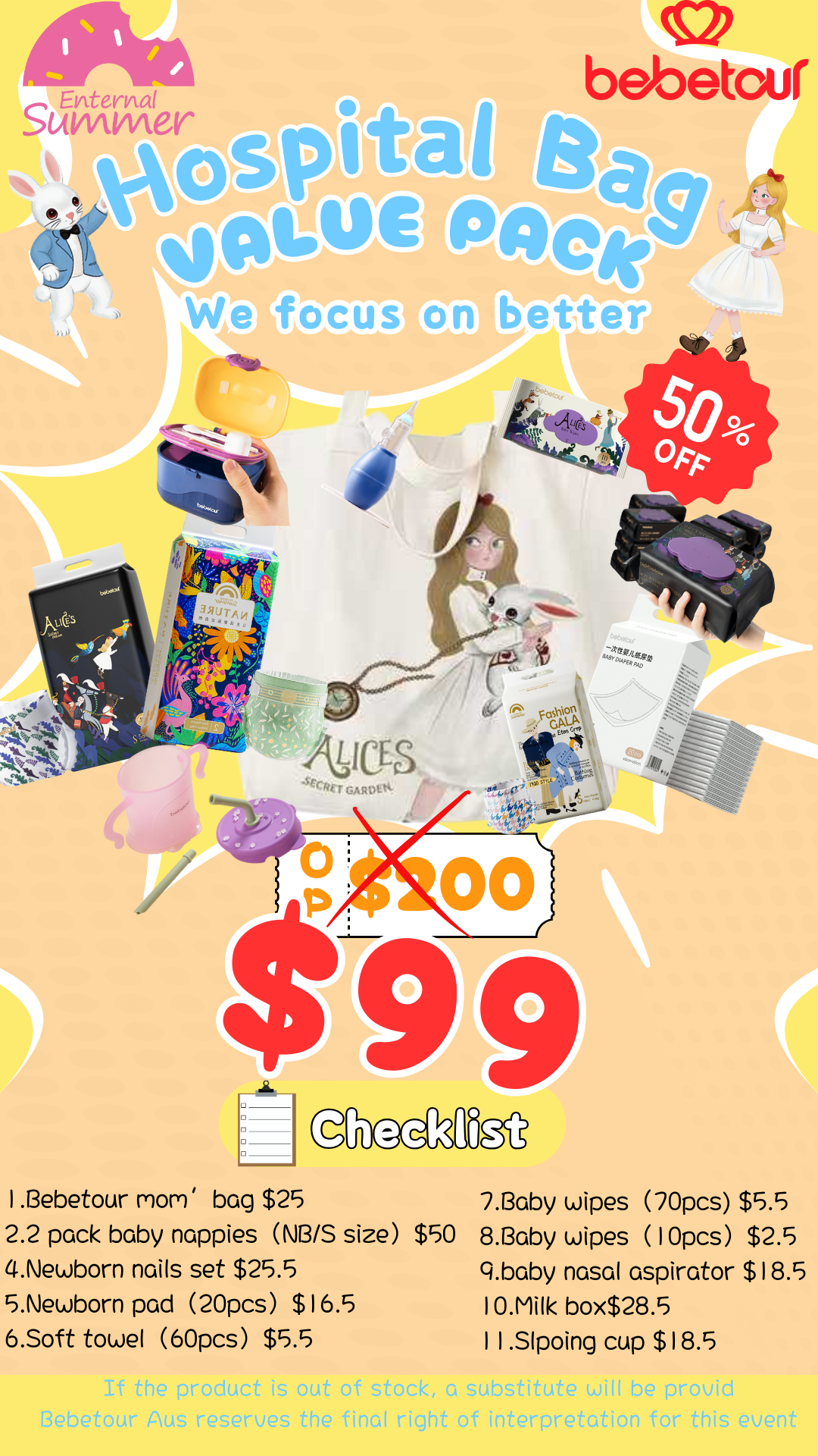 bebetour & Enternal Summer Premium Luxury Maternity Hospital Bag (11 Item)