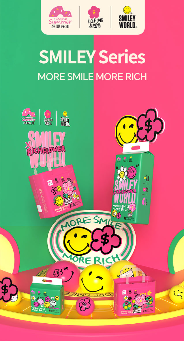 Enternal Summer Smiley x Rich Flower Series Nappy Pants Sample Pack - 4 Pcs