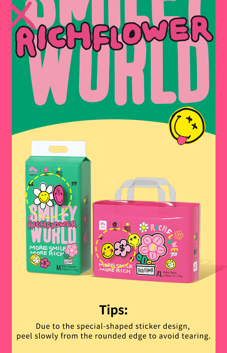 Enternal Summer Smiley x Rich Flower Series Nappy Pants Sample Pack - 4 Pcs