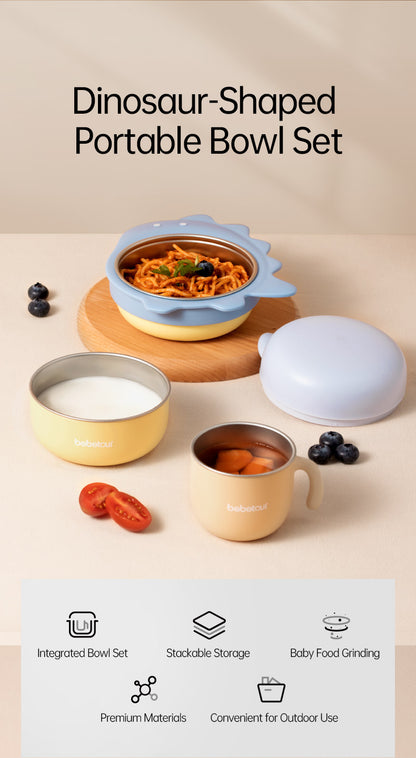 Bebetour Dinosaur-Shaped Portable Bowl Set