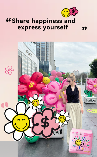 Enternal Summer Smiley Rich Flower Ultra-Thin Night Pants (Side-Open) - 3 Pcs