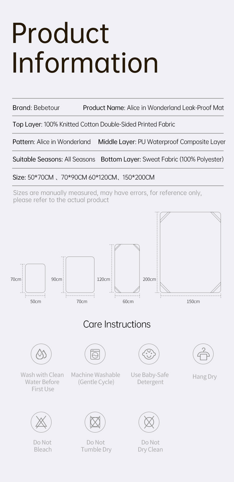 Bebetour Alice in Wonderland Leak-Proof Baby Mat