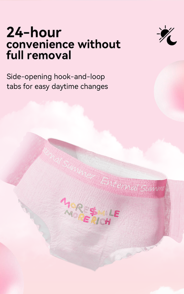 Enternal Summer Smiley Rich Flower Ultra-Thin Night Pants (Side-Open) - 3 Pcs