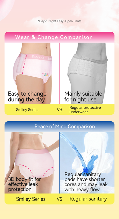 Enternal Summer Smiley Rich Flower Ultra-Thin Night Pants (Side-Open) - 3 Pcs