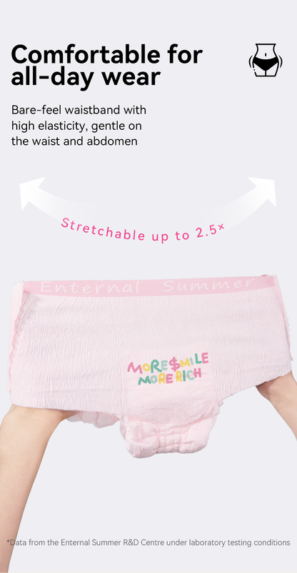 Enternal Summer Smiley Rich Flower Ultra-Thin Night Pants (Side-Open) - 3 Pcs