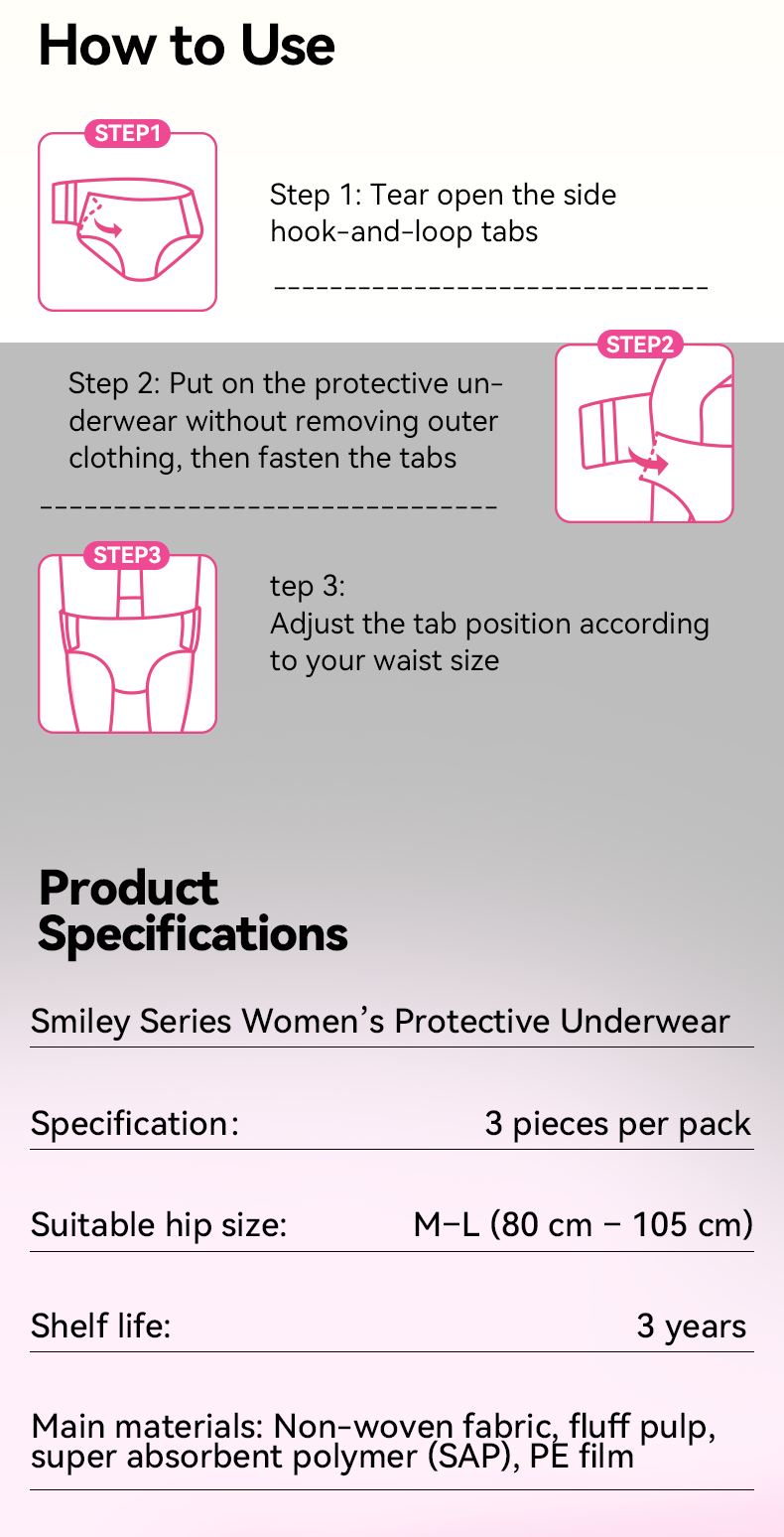 Enternal Summer Smiley Rich Flower Ultra-Thin Night Pants (Side-Open) - 3 Pcs