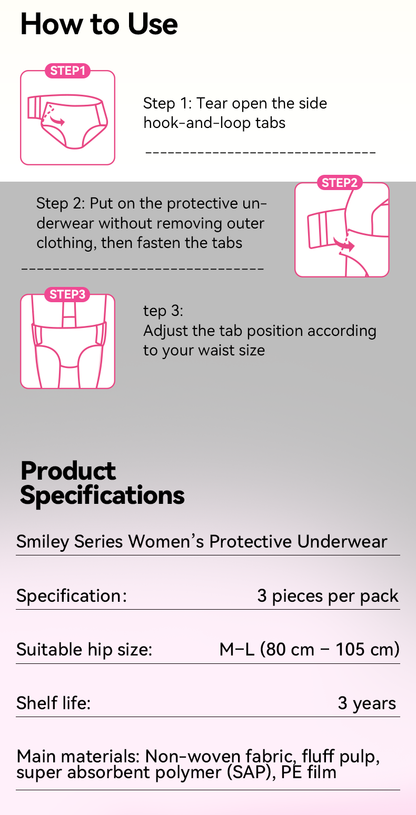 Enternal Summer Smiley Rich Flower Ultra-Thin Night Pants (Side-Open) - 3 Pcs