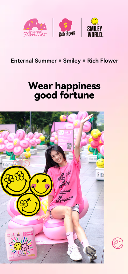 Enternal Summer Smiley Rich Flower Ultra-Thin Night Pants (Side-Open) - 3 Pcs